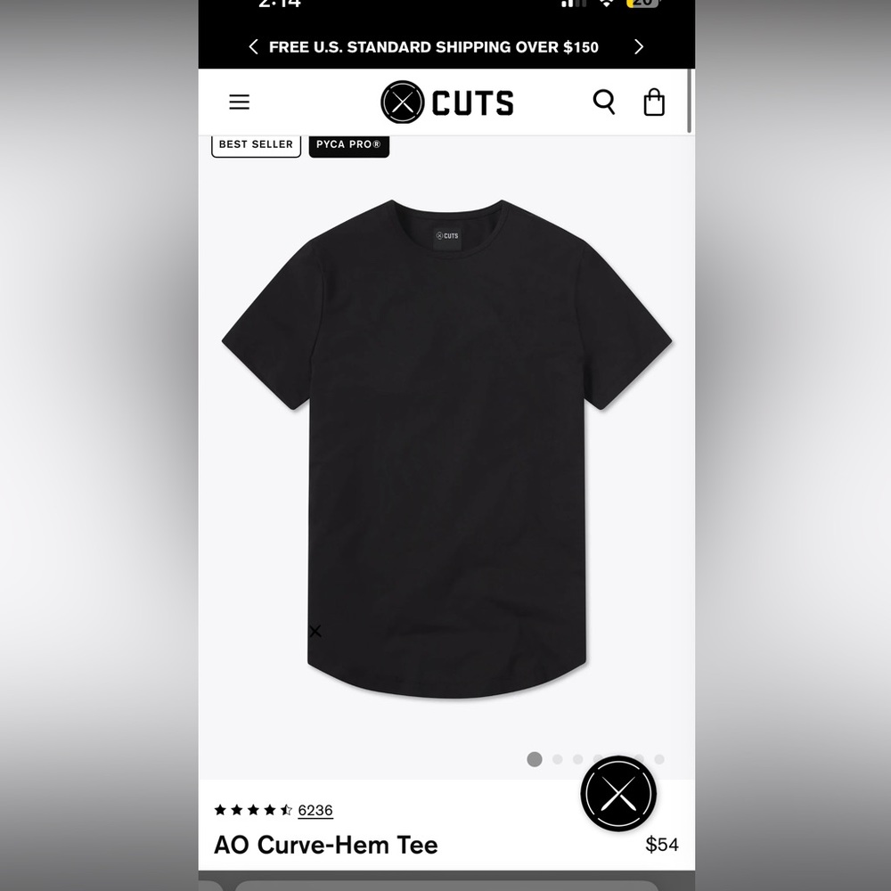 NEVER WORN Cuts Curve Hem Tee